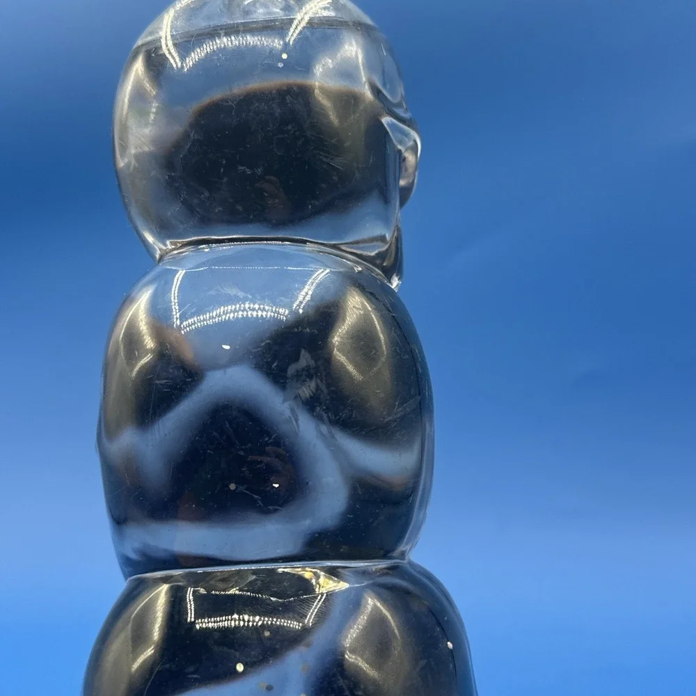 Rare Halloween STACKED SKULLS Lighted Glitter Water Snow Globe  10.5
